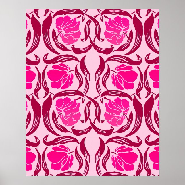 William Morris Pimpernel, Fuchsia & Light Pink Poster (Vorne)