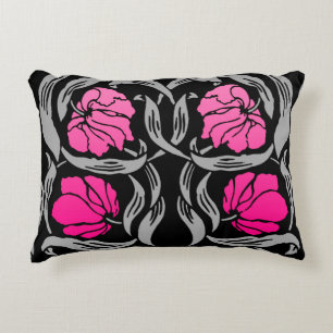 William Morris Pimpernel, Fuchsia Pink und Black Zierkissen