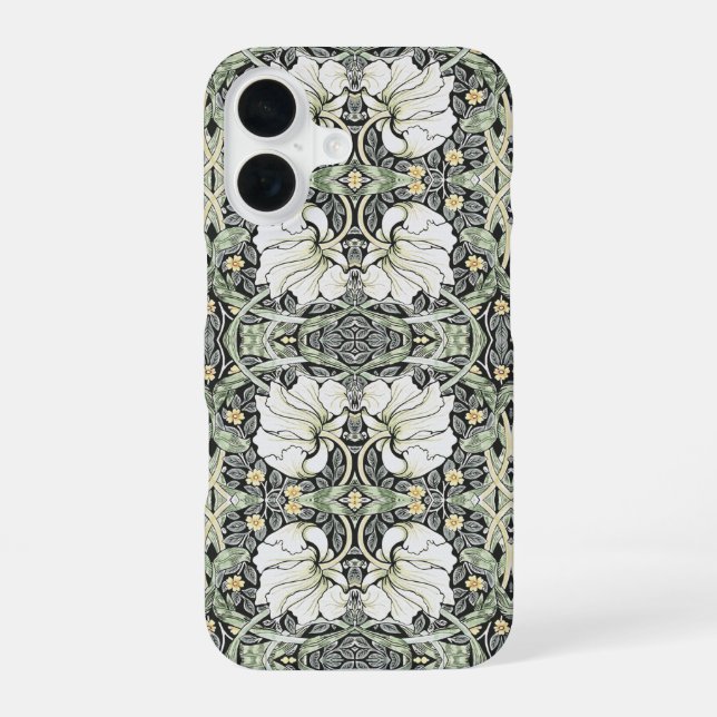 William Morris Pimpernel Komplexes Blumenmuster  iPhone 16 Hülle (Rückseite)