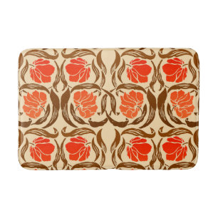 William Morris Pimpernel, Mandarin Orange & Brown Badematte