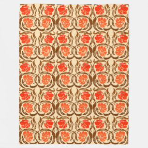 William Morris Pimpernel, Mandarin Orange & Brown Fleecedecke