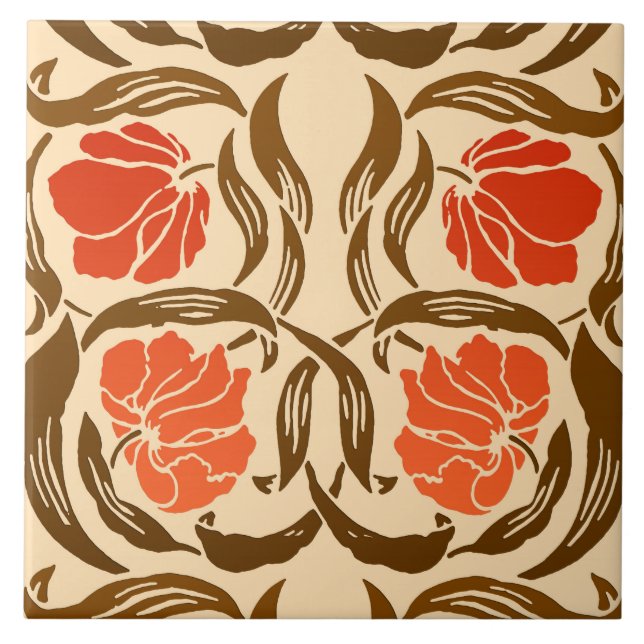 William Morris Pimpernel, Mandarin Orange & Brown Fliese (Vorderseite)
