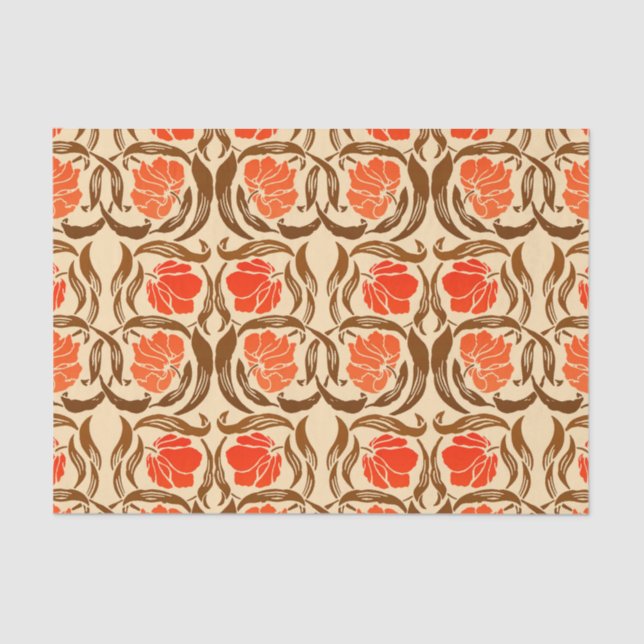 William Morris Pimpernel, Mandarin Orange & Brown Seidenpapier (Vorderseite)