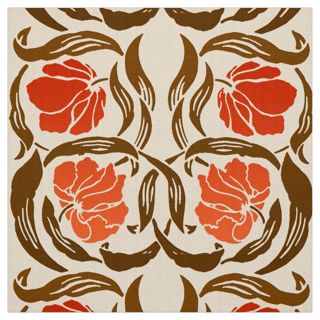 William Morris Pimpernel, Mandarin Orange & Brown Stoff (Muster)