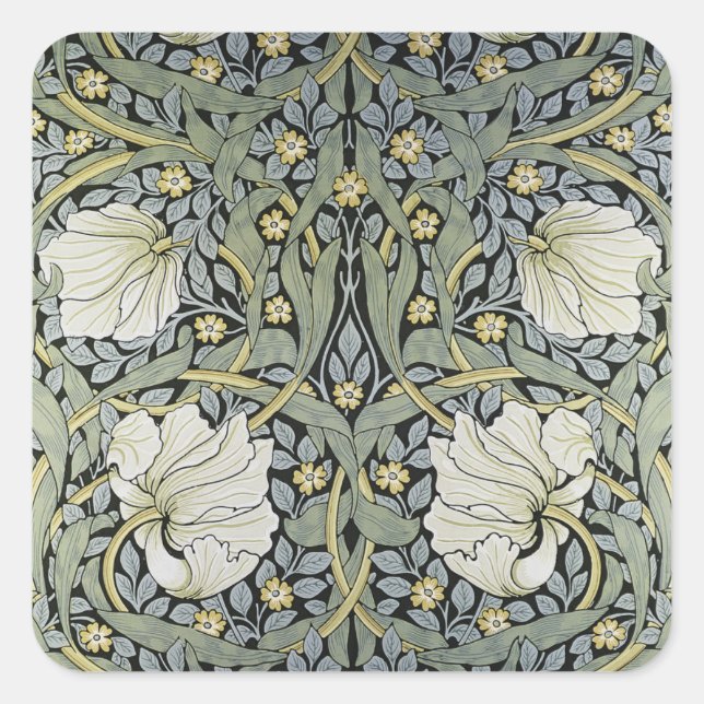 William Morris - Pimpernel-Musterdesign Quadratischer Aufkleber (Vorderseite)