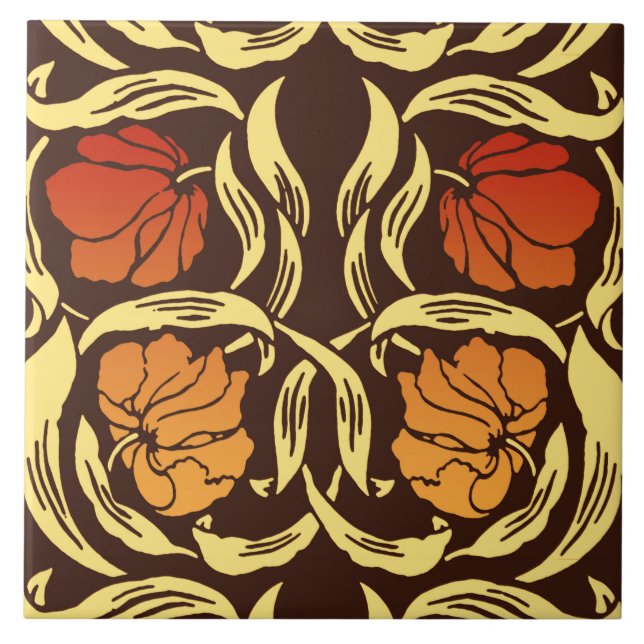 William Morris Pimpernel, Rust Orange und Brown Fliese (Vorderseite)