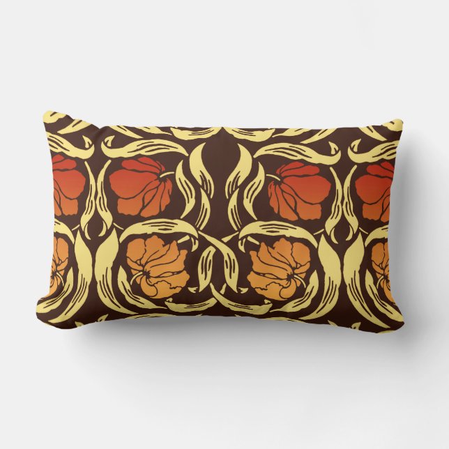William Morris Pimpernel, Rust Orange und Brown Lendenkissen (Vorderseite)