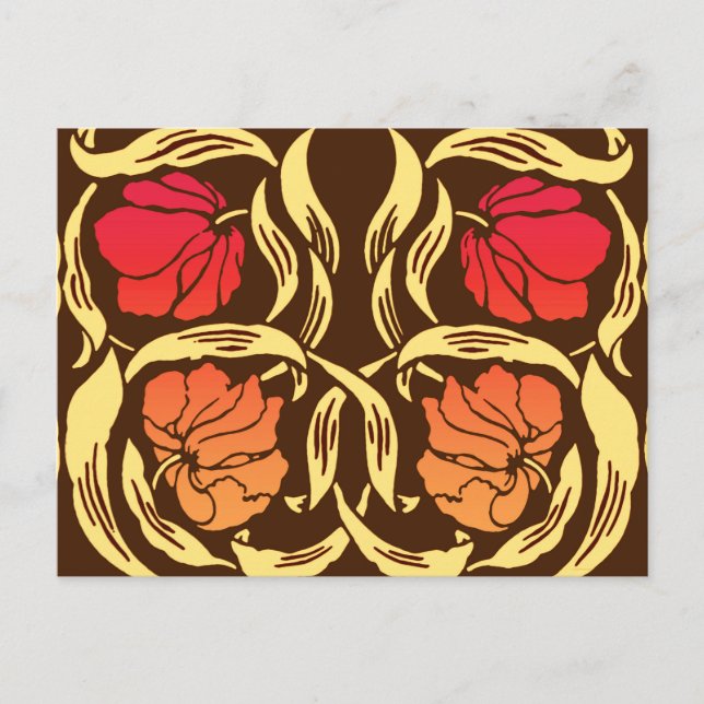 William Morris Pimpernel, Rust Orange und Brown Postkarte (Vorderseite)