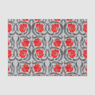 William Morris Pimpernel, Silber Grau und Rot Seidenpapier