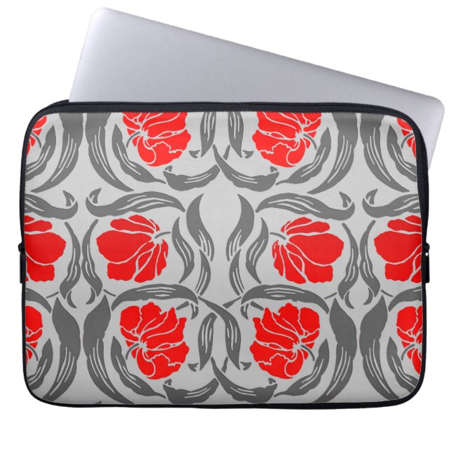 William Morris Pimpernel, Silver Gray und Red Laptopschutzhülle (Vorderseite)