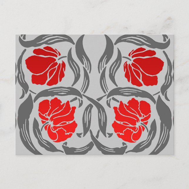 William Morris Pimpernel, Silver Gray und Red Postkarte (Vorderseite)