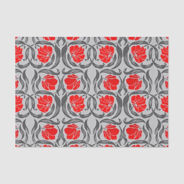 William Morris Pimpernel, Silver Gray und Red Seidenpapier (Vorderseite)