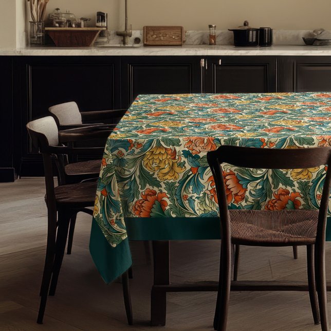 William Morris Pimpernel Terracotta Pastellblau Tischdecke (William Morris Pimpernel terracotta pastel blue Tablecloth)