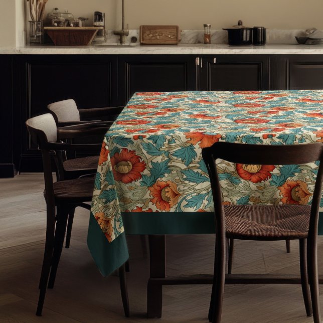 William Morris Pimpernel Terracotta Pastellblau Tischdecke (William Morris Pimpernel terracotta pastel blue Tablecloth)