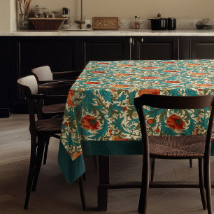William Morris Pimpernel Terracotta Pastellblau Tischdecke
