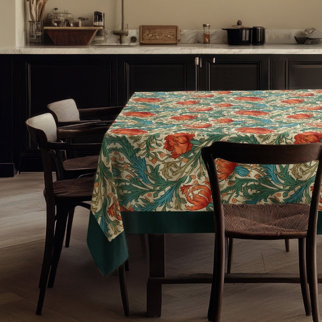 William Morris Pimpernel Terracotta Pastellgrün Tischdecke (William Morris Pimpernel terracotta pastel green Tablecloth)