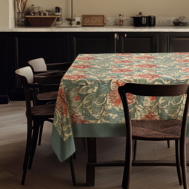 William Morris Pimpernel Terracotta Pastellgrün Tischdecke (William Morris Pimpernel terracotta pastel green Tablecloth)