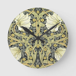William Morris Pimpernel Tulpen Botanische Kunst Runde Wanduhr