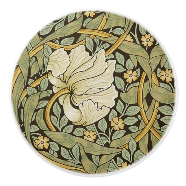 William Morris Pimpernel Vintag Pre-Raphaelite Keramikknauf (Vorderseite)