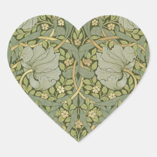 William Morris Pimpernel Vintage-Muster Herz-Aufkleber