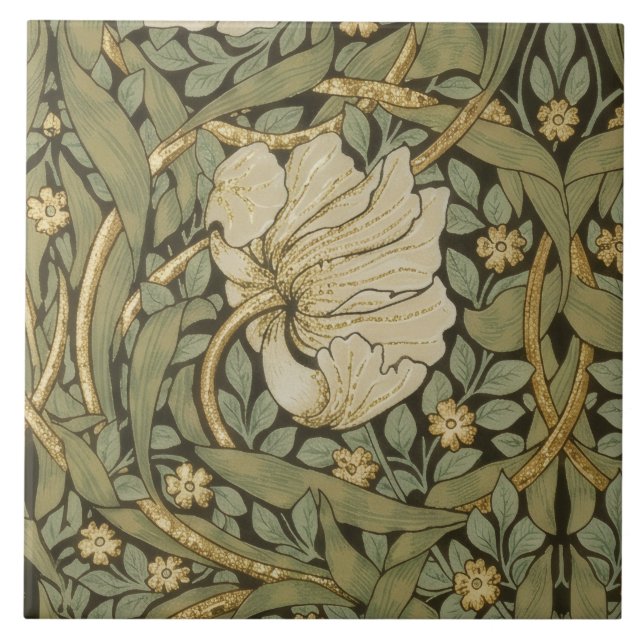 William Morris Pimpernel Vintage Prä-Rafaelit Fliese (Vorderseite)