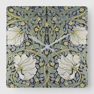William Morris - Pimpernel  Wallpaper Design Quadratische Wanduhr