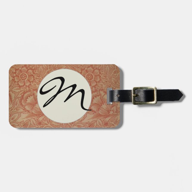 William Morris Pink Poppy Blume Floral Gepäckanhänger (Vorderseite horizontal)