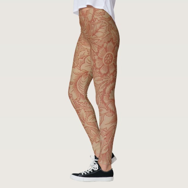 William Morris Pink Poppy Blume Floral Leggings (Links)