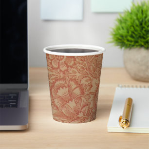 William Morris Pink Poppy Blume Floral Pappbecher