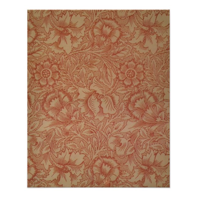 William Morris Pink Poppy Blume Floral Poster (Vorderseite)