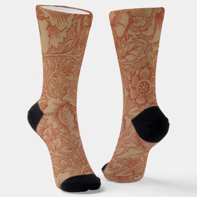 William Morris Pink Poppy Blume Floral Socken (Gewinkelt)