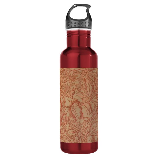 William Morris Pink Poppy Blume Floral Trinkflasche (Vorderseite)