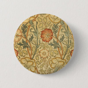 William Morris Pink Rose Blume Wallpaper Pattern Button