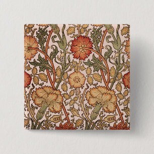 William Morris Pink Rose Blume Wallpaper Pattern Button