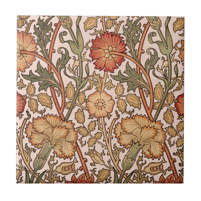William Morris Pink Rose Blume Wallpaper Pattern Fliese (Vorderseite)
