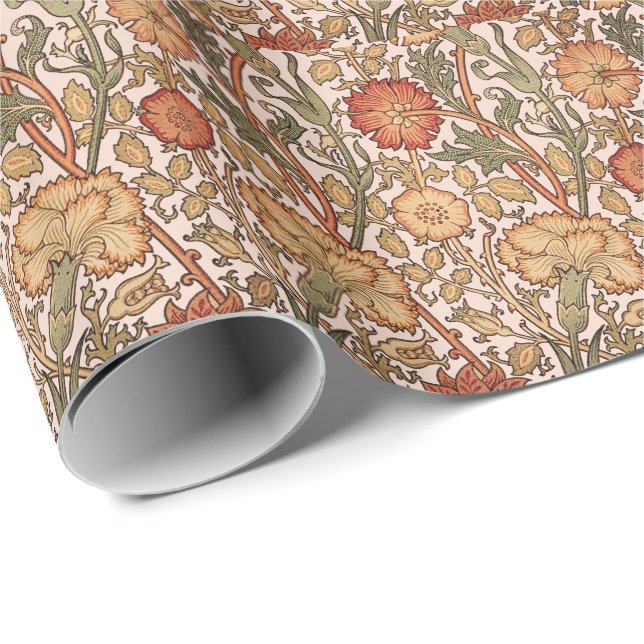 William Morris Pink Rose Blume Wallpaper Pattern Geschenkpapier (Rolleneckpunkt)