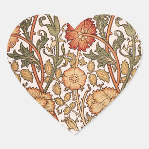 William Morris Pink Rose Blume Wallpaper Pattern Herz-Aufkleber