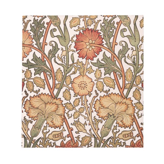 William Morris Pink Rose Blume Wallpaper Pattern Notizblock (Vorderseite)