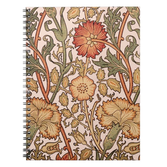 William Morris Pink Rose Blume Wallpaper Pattern Notizblock (Vorderseite)