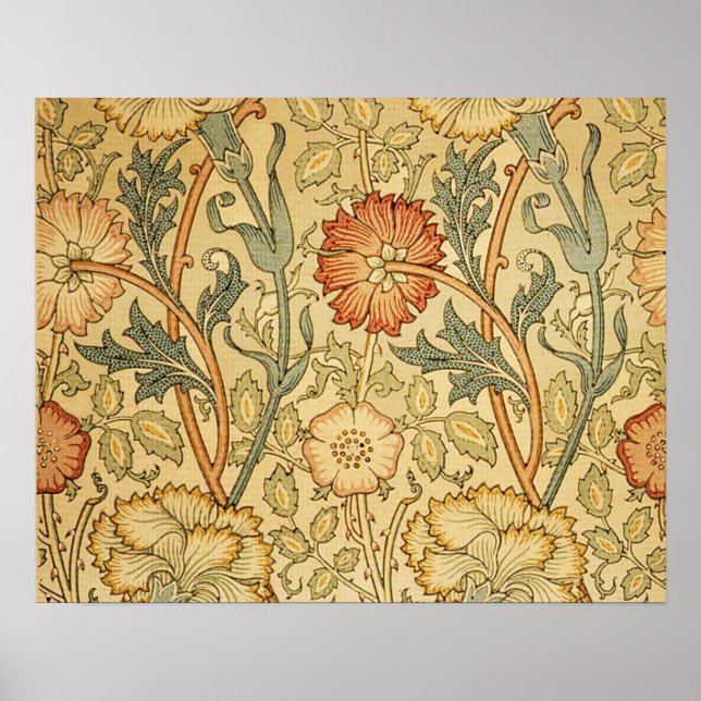 William Morris Pink Rose Blume Wallpaper Pattern Poster (Vorne)