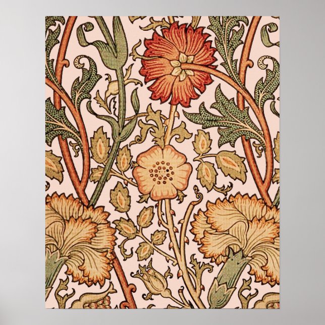 William Morris Pink Rose Blume Wallpaper Pattern Poster (Vorne)