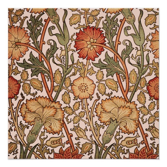 William Morris Pink Rose Blume Wallpaper Pattern Poster (Vorderseite)