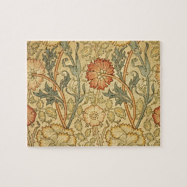 William Morris Pink Rose Blume Wallpaper Pattern Puzzle (Horizontal)