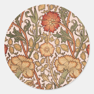 William Morris Pink Rose Blume Wallpaper Pattern Runder Aufkleber