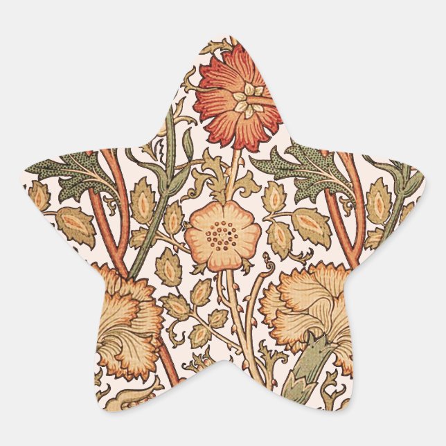 William Morris Pink Rose Blume Wallpaper Pattern Stern-Aufkleber (Vorderseite)