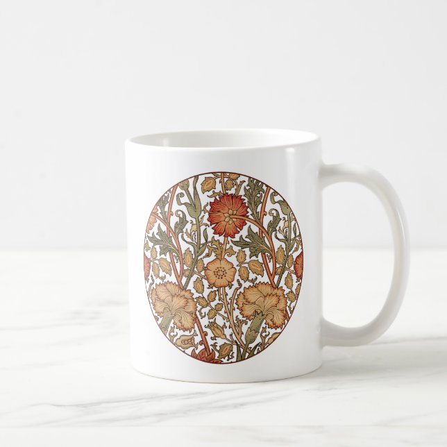 William Morris Pink Rose Blume Wallpaper Pattern Tasse (Rechts)