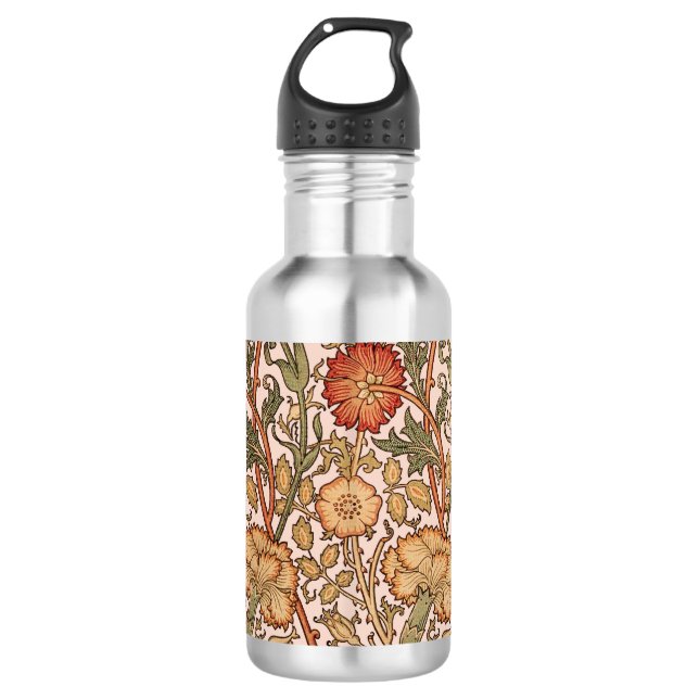 William Morris Pink Rose Blume Wallpaper Pattern Trinkflasche (Vorderseite)