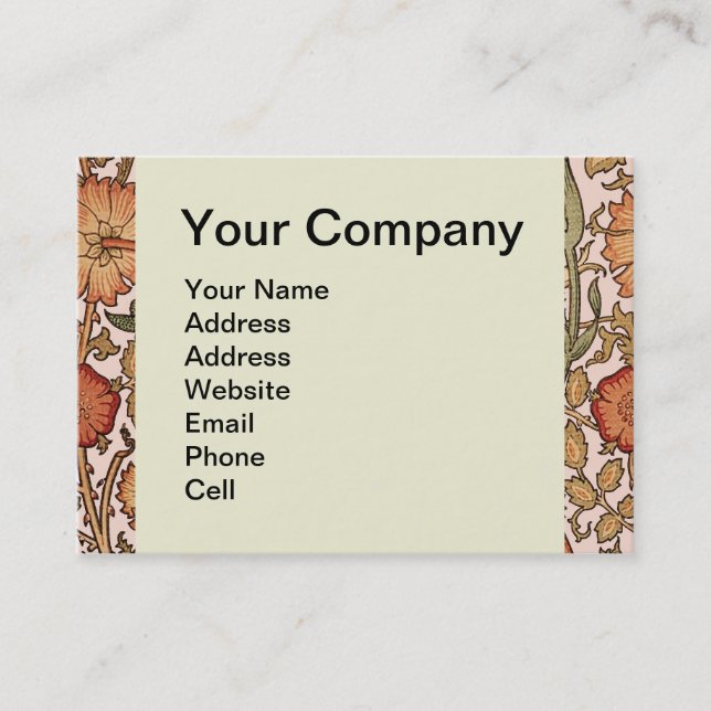 William Morris Pink Rose Blume Wallpaper Pattern Visitenkarte (Vorderseite)
