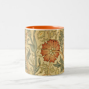 William Morris Pink Rose Blume Wallpaper Pattern Zweifarbige Tasse