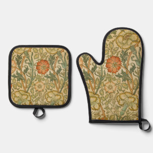 William Morris Pink Rose Border Floral Art Ofenhandschuh & Topflappen-Set